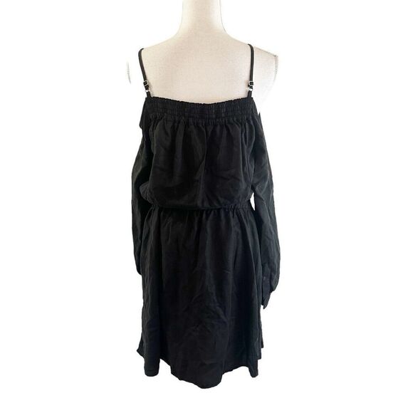 The Kooples Womens Cold Shoulder Dress Size 3 Summer Lyocell Black Casual - Picture 3 of 5